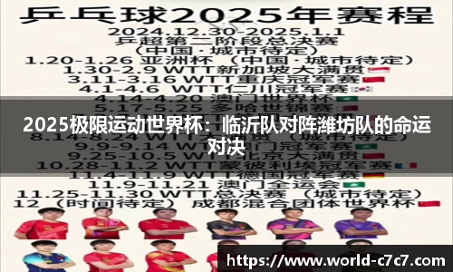 2025极限运动世界杯：临沂队对阵潍坊队的命运对决